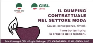 Il dumping contrattuale nel settore moda Cisl e Femca di Lecce domani a Casarano