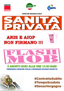Vertenza Sanità Privata CCNL AIOP-ARIS – Flash Mob di FP CGIL, CISL FP e UIL FPL Puglia