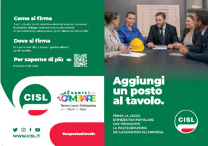 Raccolta firme per la proposta di legge di iniziativa popolare ‘La Partecipazione al Lavoro’-  CONFERENZA STAMPA di presentazione delle iniziative della Cisl di Lecce