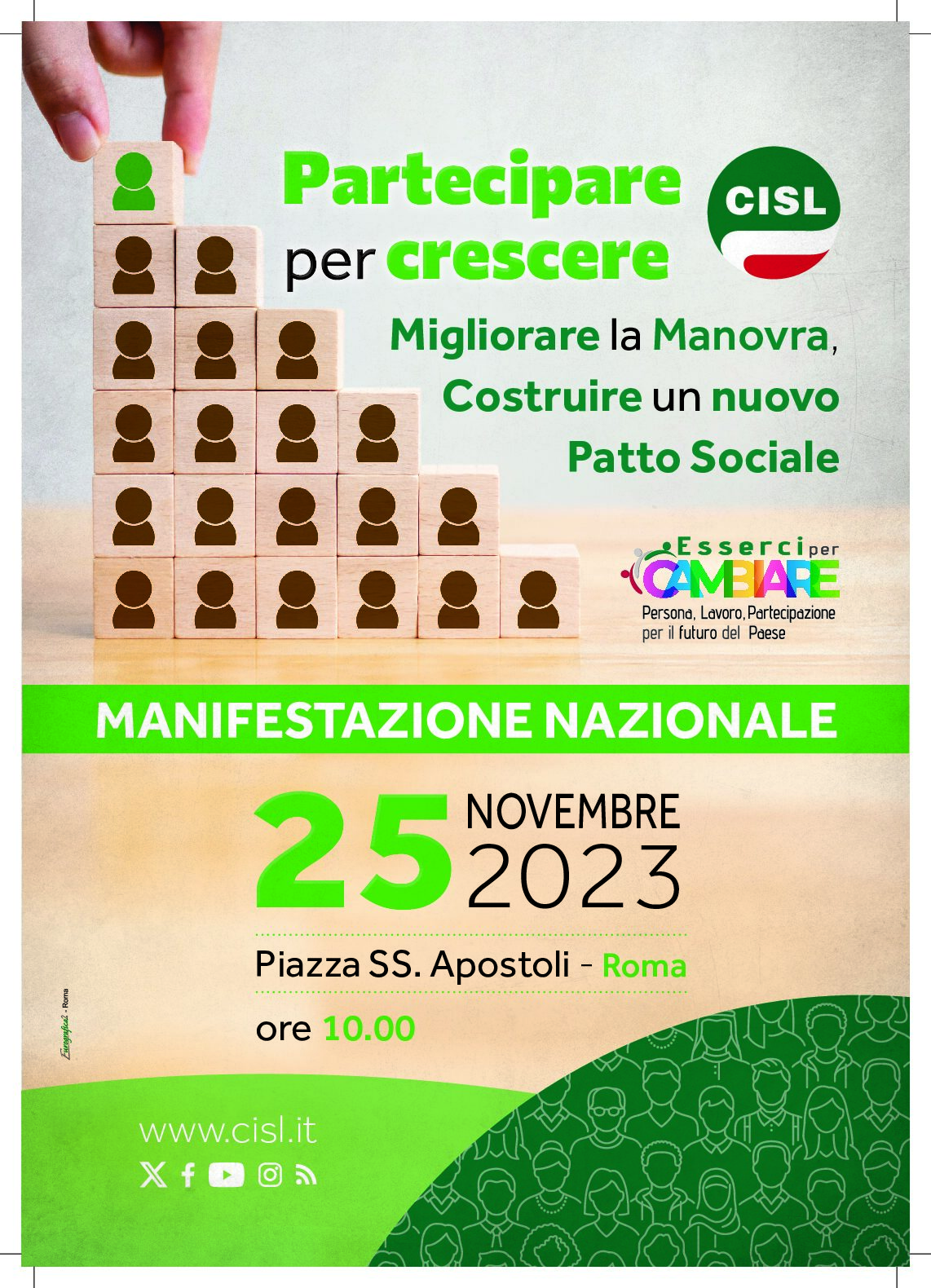 Manovra: Sabato 25 novembre manifestazione nazionale Cisl a Roma
